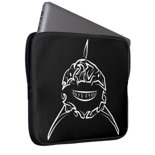 Schwarzer und weißer Stamm Großer Weißer Hai Laptopschutzhülle (Vorne Rechts)