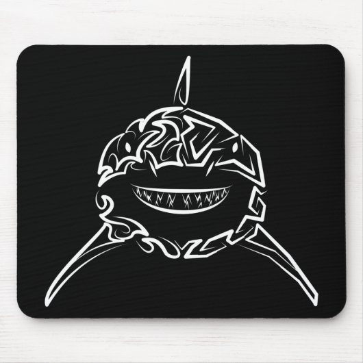 Schwarzer und weißer Stamm Großer Weißer Hai Mousepad (Vorne)