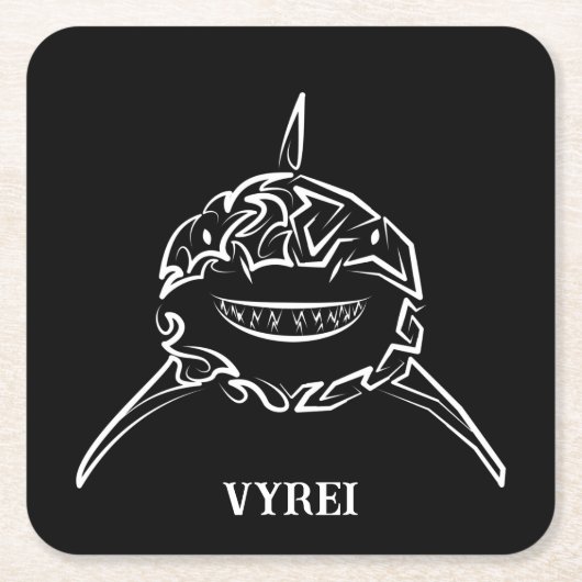 Schwarzer und weißer Stamm Großer Weißer Hai Rechteckiger Pappuntersetzer (Vorderseite)