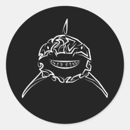 Schwarzer und weißer Stamm Großer Weißer Hai Runder Aufkleber