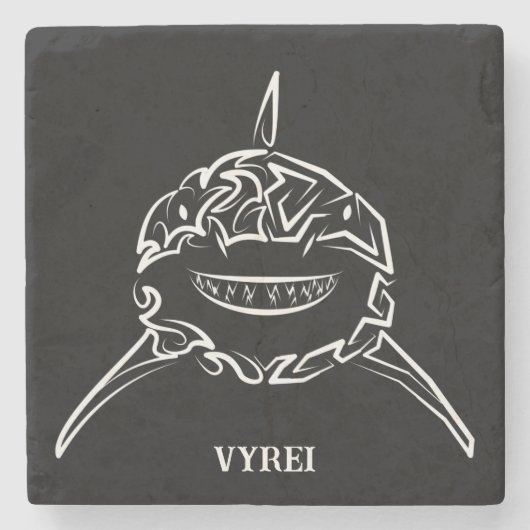 Schwarzer und weißer Stamm Großer Weißer Hai Steinuntersetzer (Vorderseite)