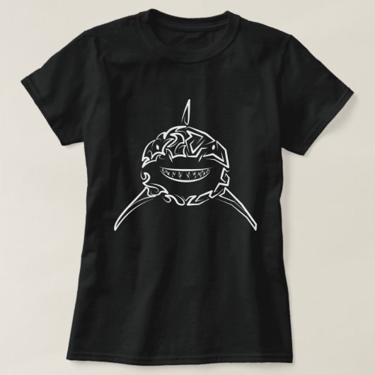Schwarzer und weißer Stamm Großer Weißer Hai T-Shirt (Design vorne)