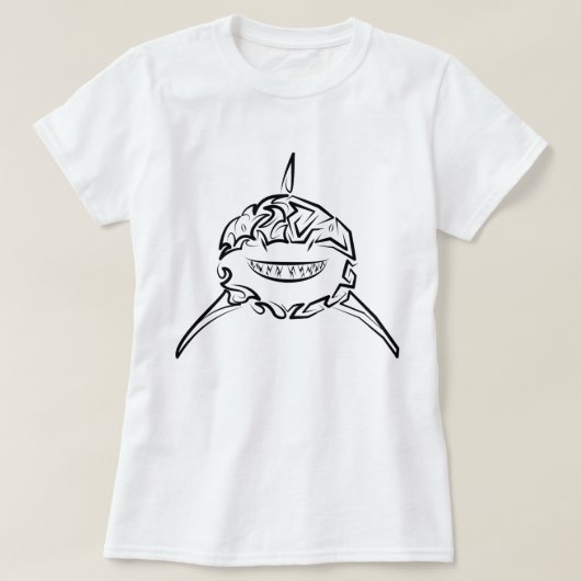 Schwarzer und weißer Stamm Großer Weißer Hai T-Shirt (Design vorne)