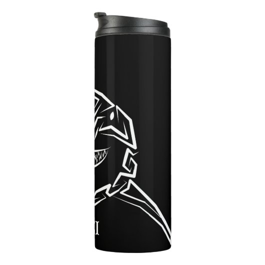 Schwarzer und weißer Stamm Großer Weißer Hai Thermosbecher (Nach rechts gedreht)