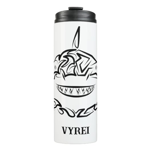 Schwarzer und weißer Stamm Großer Weißer Hai Thermosbecher (Vorderseite)