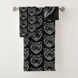 Schwarzer und weißer Stammbär Badhandtuch Set