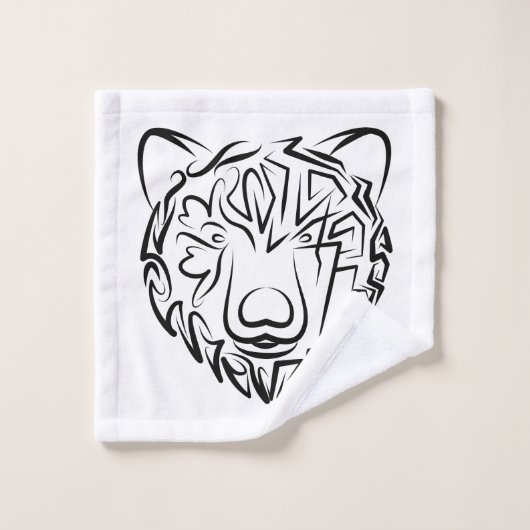 Schwarzer und weißer Stammbär Badhandtuch Set (Waschlappen)