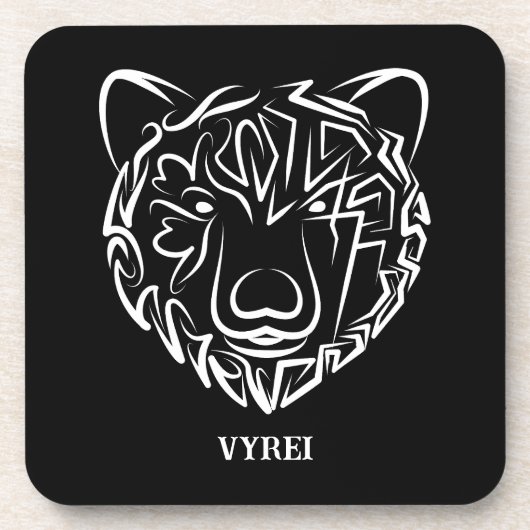 Schwarzer und weißer Stammbär Getränkeuntersetzer (Vorderseite)
