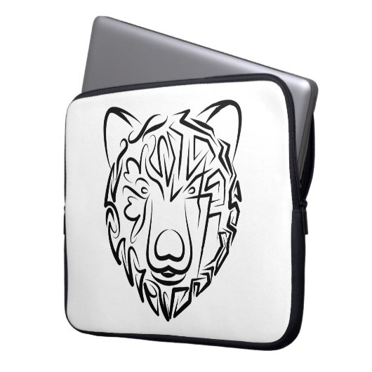 Schwarzer und weißer Stammbär Laptopschutzhülle (Vorderseite Links)