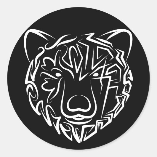 Schwarzer und weißer Stammbär Runder Aufkleber (Vorderseite)