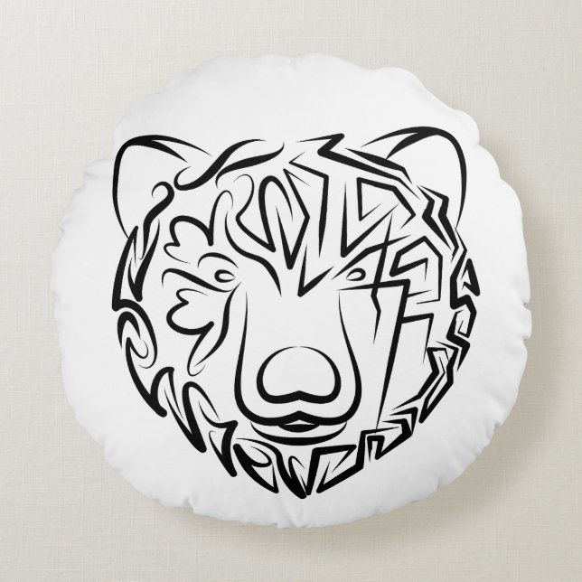 Schwarzer und weißer Stammbär Rundes Kissen (Vorderseite)