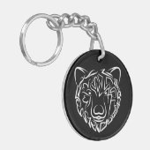 Schwarzer und weißer Stammbär Schlüsselanhänger (Vorderseite links)