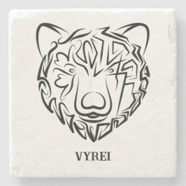 Schwarzer und weißer Stammbär Steinuntersetzer