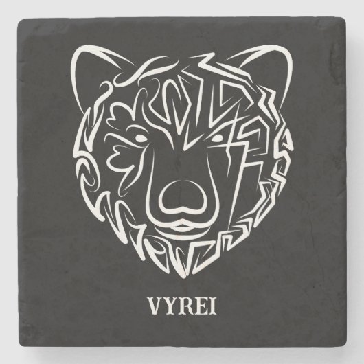 Schwarzer und weißer Stammbär Steinuntersetzer (Vorderseite)