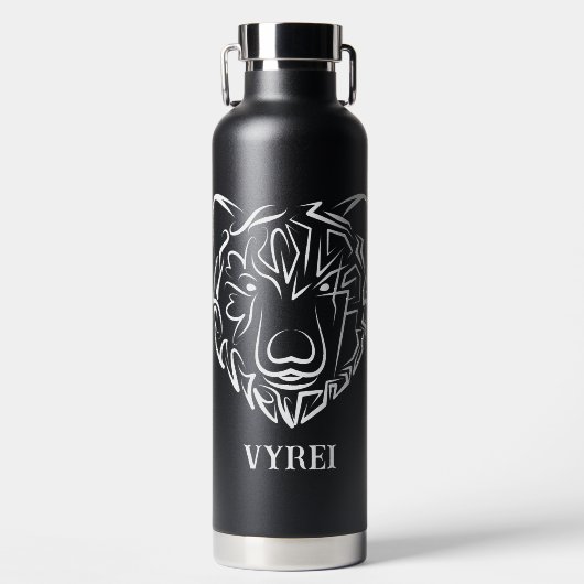 Schwarzer und weißer Stammbär Trinkflasche (Vorderseite)