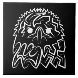 Schwarzer und weißer Stammesadler Fliese