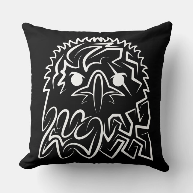 Schwarzer und weißer Stammesadler Kissen (Vorderseite)