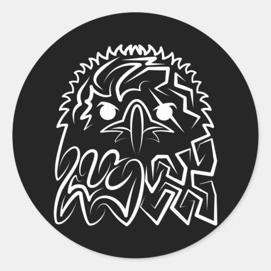 Schwarzer und weißer Stammesadler Runder Aufkleber (Vorderseite)