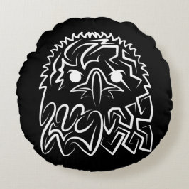 Schwarzer und weißer Stammesadler Rundes Kissen