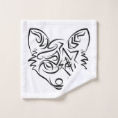 Schwarzer und weißer Stammesfuchs Badhandtuch Set (Waschlappen)