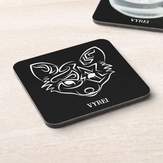 Schwarzer und weißer Stammesfuchs Getränkeuntersetzer (Linke Seite)