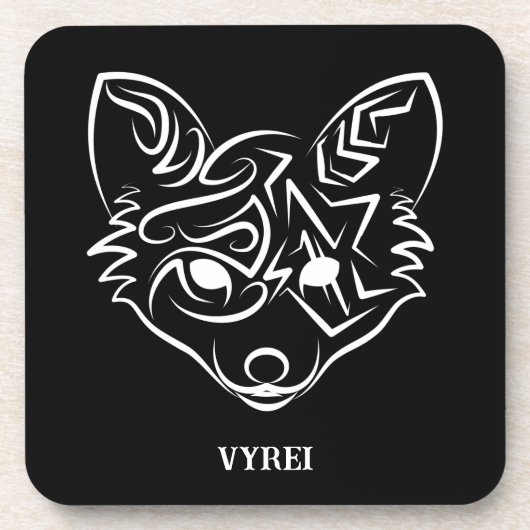 Schwarzer und weißer Stammesfuchs Getränkeuntersetzer (Vorderseite)
