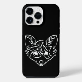 Schwarzer und weißer Stammesfuchs iPhone 14 Pro Max Hülle