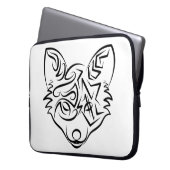 Schwarzer und weißer Stammesfuchs Laptopschutzhülle (Vorderseite Links)