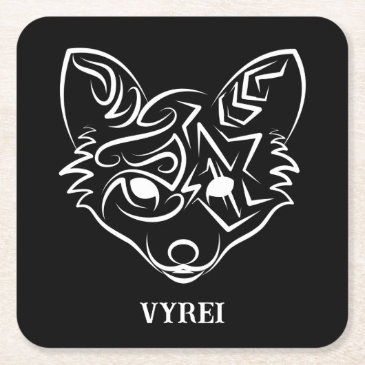 Schwarzer und weißer Stammesfuchs Rechteckiger Pappuntersetzer (Vorderseite)