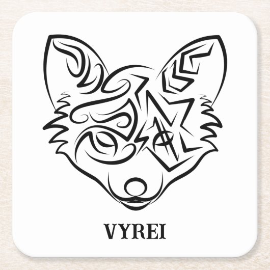 Schwarzer und weißer Stammesfuchs Rechteckiger Pappuntersetzer (Vorderseite)