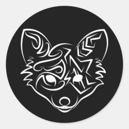 Schwarzer und weißer Stammesfuchs Runder Aufkleber