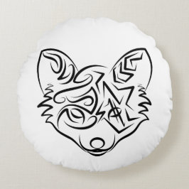 Schwarzer und weißer Stammesfuchs Rundes Kissen