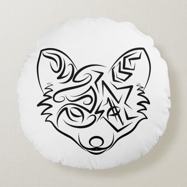 Schwarzer und weißer Stammesfuchs Rundes Kissen (Vorderseite)