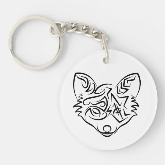 Schwarzer und weißer Stammesfuchs Schlüsselanhänger (Vorderseite)
