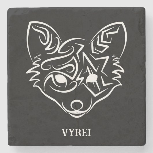 Schwarzer und weißer Stammesfuchs Steinuntersetzer (Vorderseite)