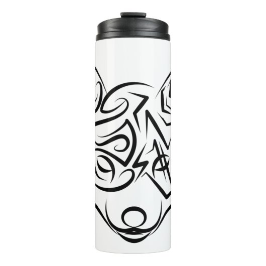 Schwarzer und weißer Stammesfuchs Thermosbecher (Vorderseite)