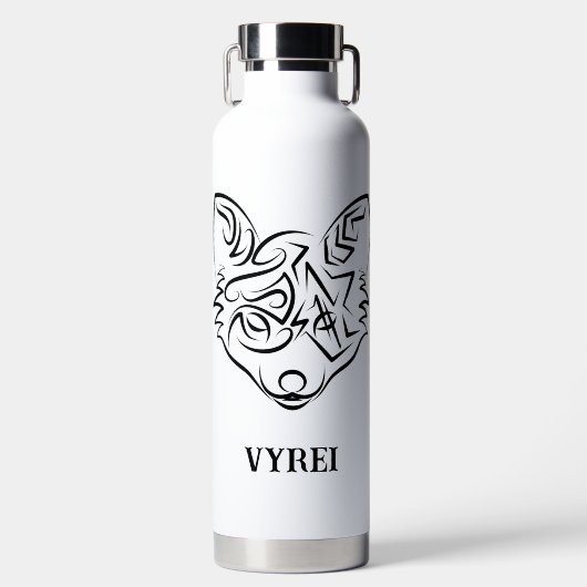 Schwarzer und weißer Stammesfuchs Trinkflasche (Vorderseite)