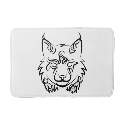 Schwarzer und weißer StammesLynx Badematte (Vorderseite)