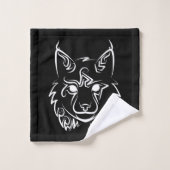 Schwarzer und weißer StammesLynx Badhandtuch Set (Waschlappen)