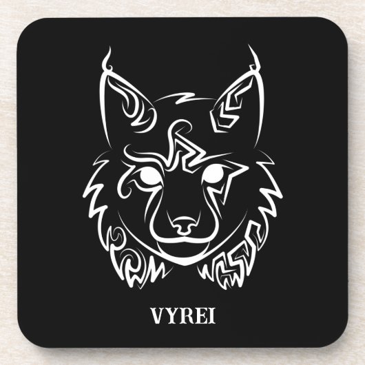Schwarzer und weißer StammesLynx Getränkeuntersetzer (Vorderseite)
