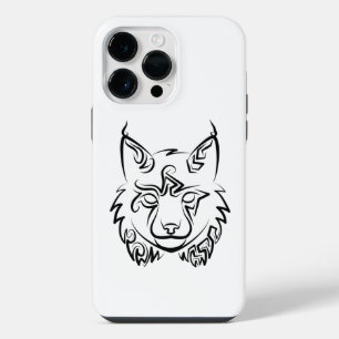 Schwarzer und weißer StammesLynx iPhone 14 Pro Max Hülle