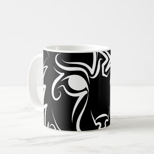 Schwarzer und weißer StammesLynx Kaffeetasse (Vorderseite Links)