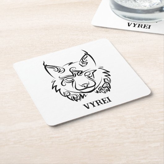 Schwarzer und weißer StammesLynx Rechteckiger Pappuntersetzer (angewinkelt)