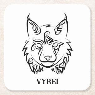 Schwarzer und weißer StammesLynx Rechteckiger Pappuntersetzer