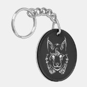 Schwarzer und weißer StammesLynx Schlüsselanhänger (Vorderseite links)