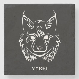 Schwarzer und weißer StammesLynx Steinuntersetzer