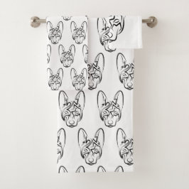 Schwarzer und weißer Stammhund Badhandtuch Set