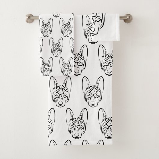 Schwarzer und weißer Stammhund Badhandtuch Set (Insitu)