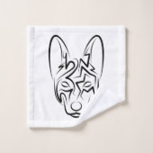 Schwarzer und weißer Stammhund Badhandtuch Set (Waschlappen)