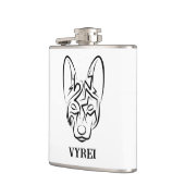 Schwarzer und weißer Stammhund Flachmann (Links)